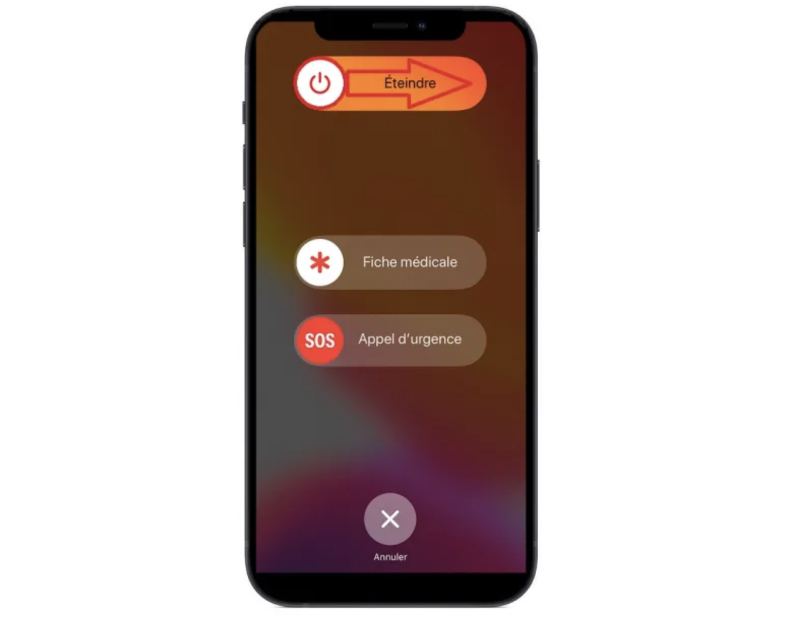 curseur éteindre iPhone 12
